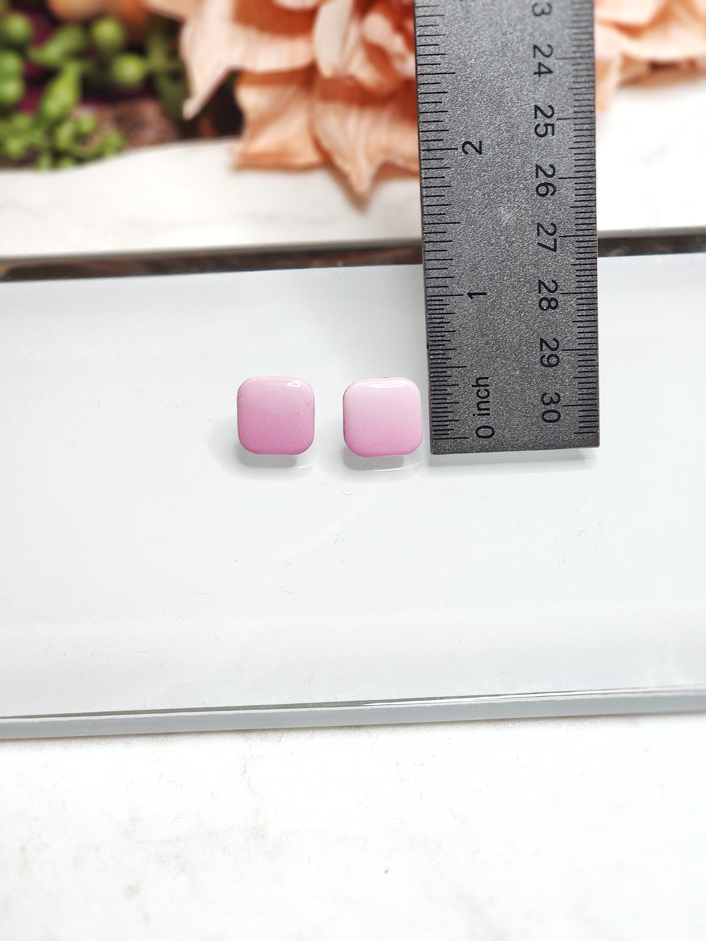 Pink Ombre Square Studs