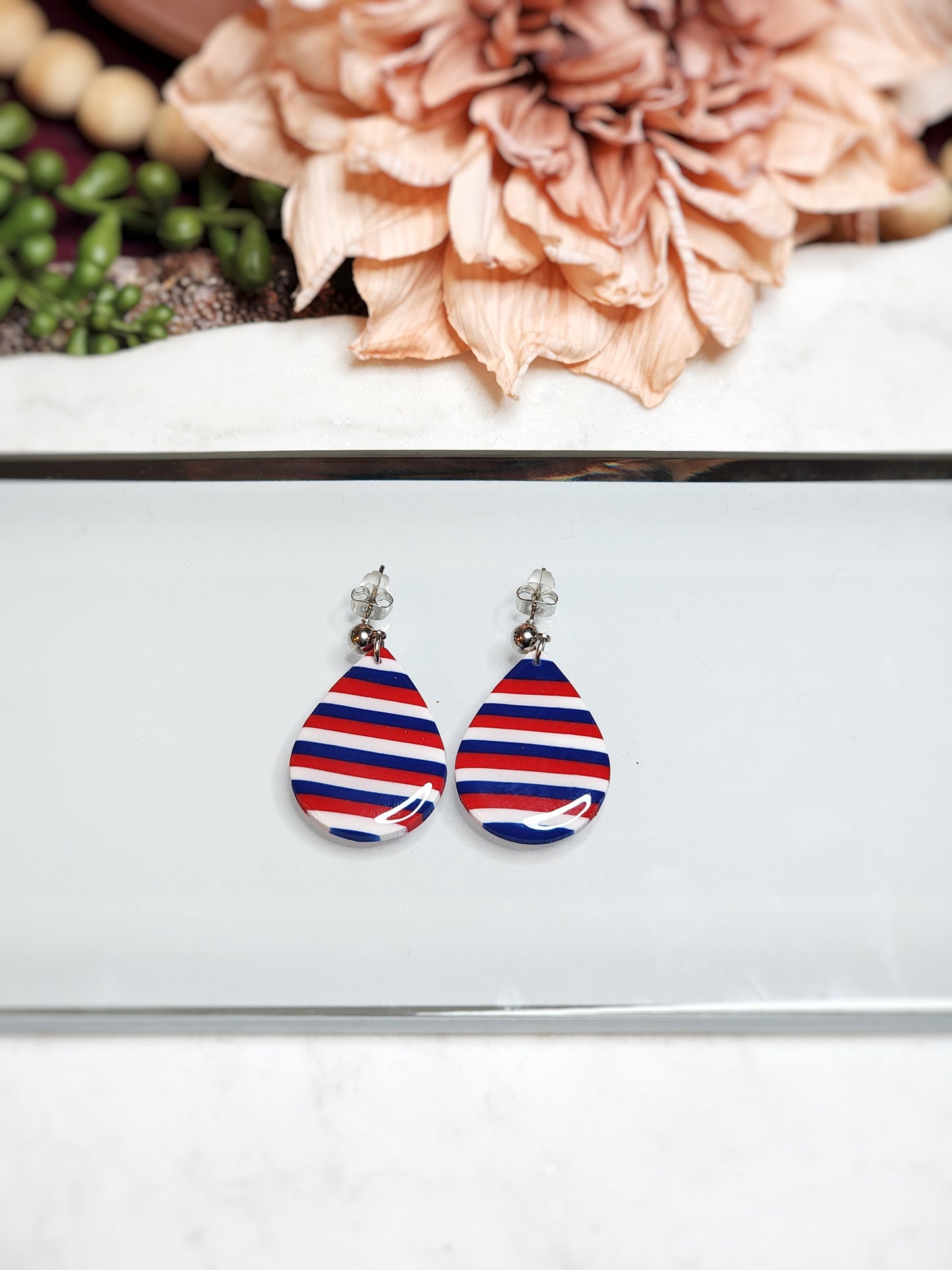 Red • White • Blue Teardrop Dangles