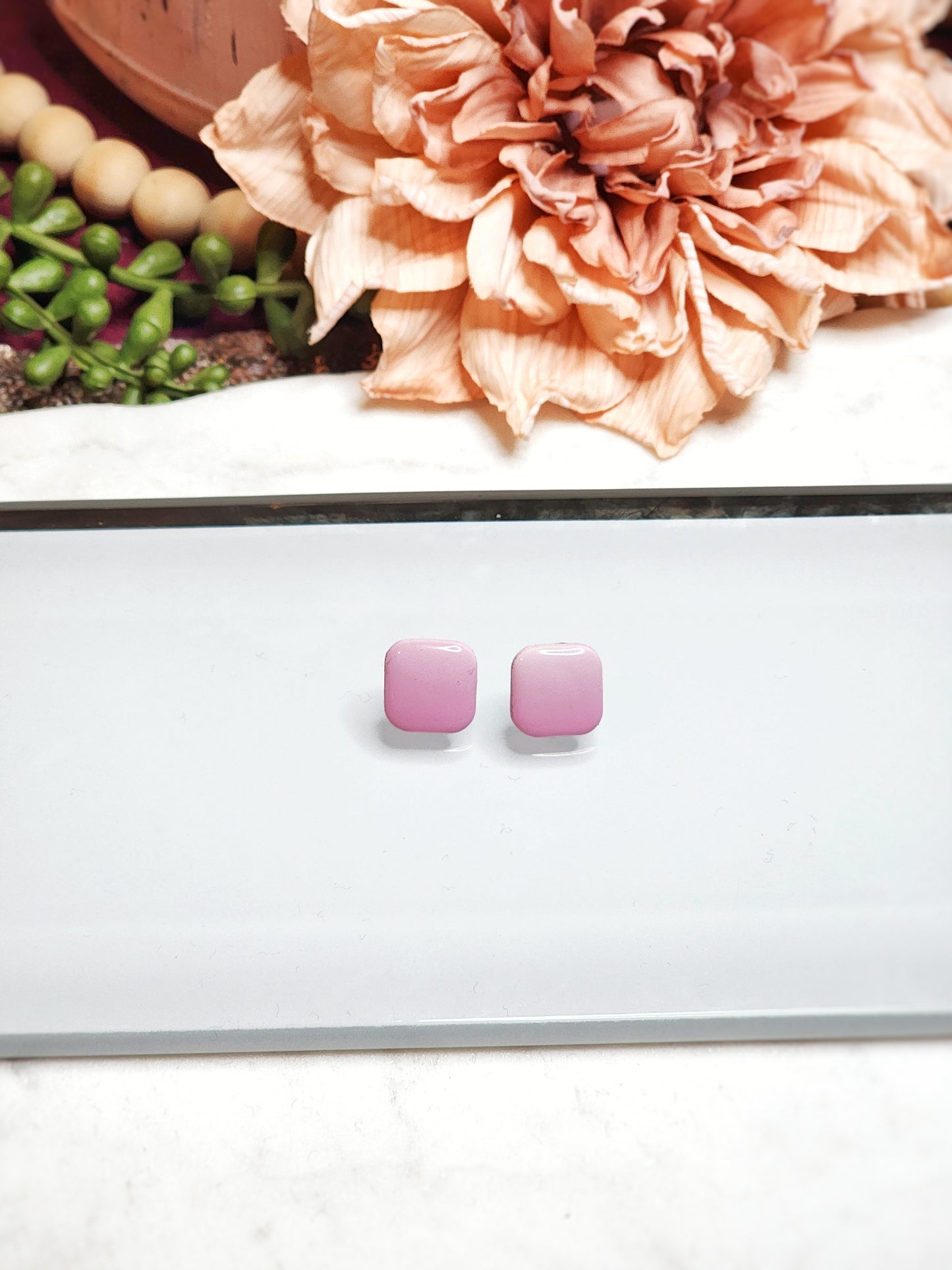Pink Ombre Square Studs