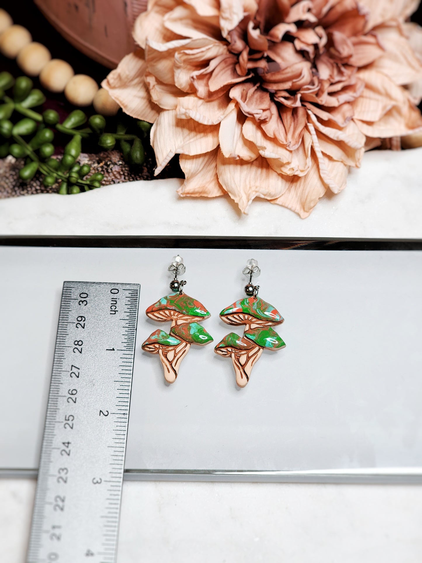Green/Orange Mushroom Dangles