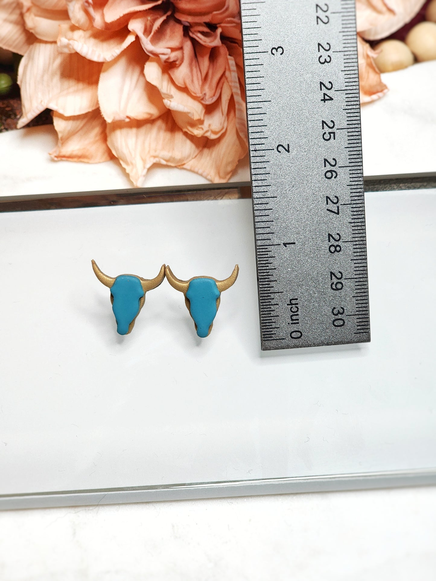 Gold/Teal Longhorn Stud