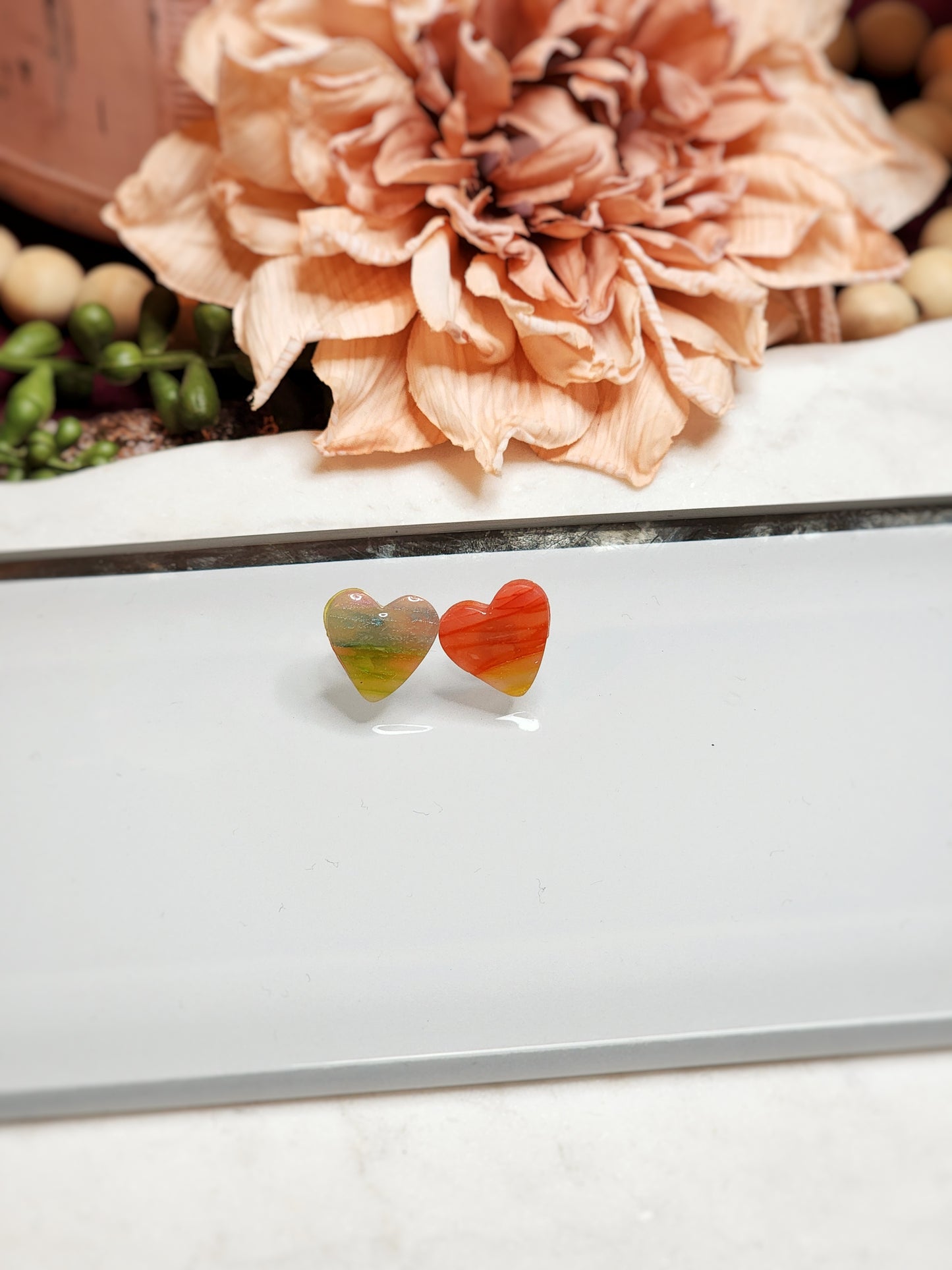 Translucent Heart Studs