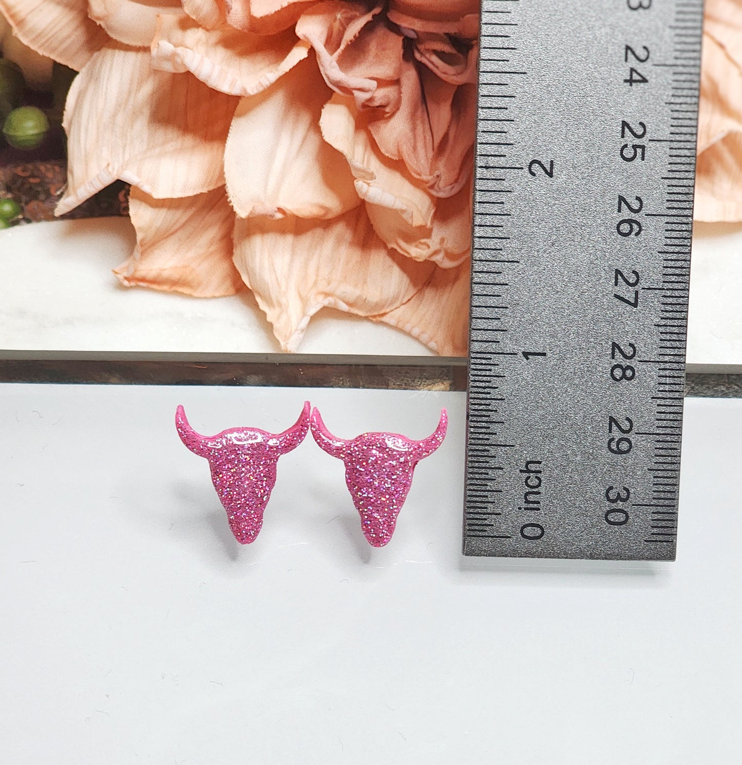 Pink Sparkle Longhorn Stud