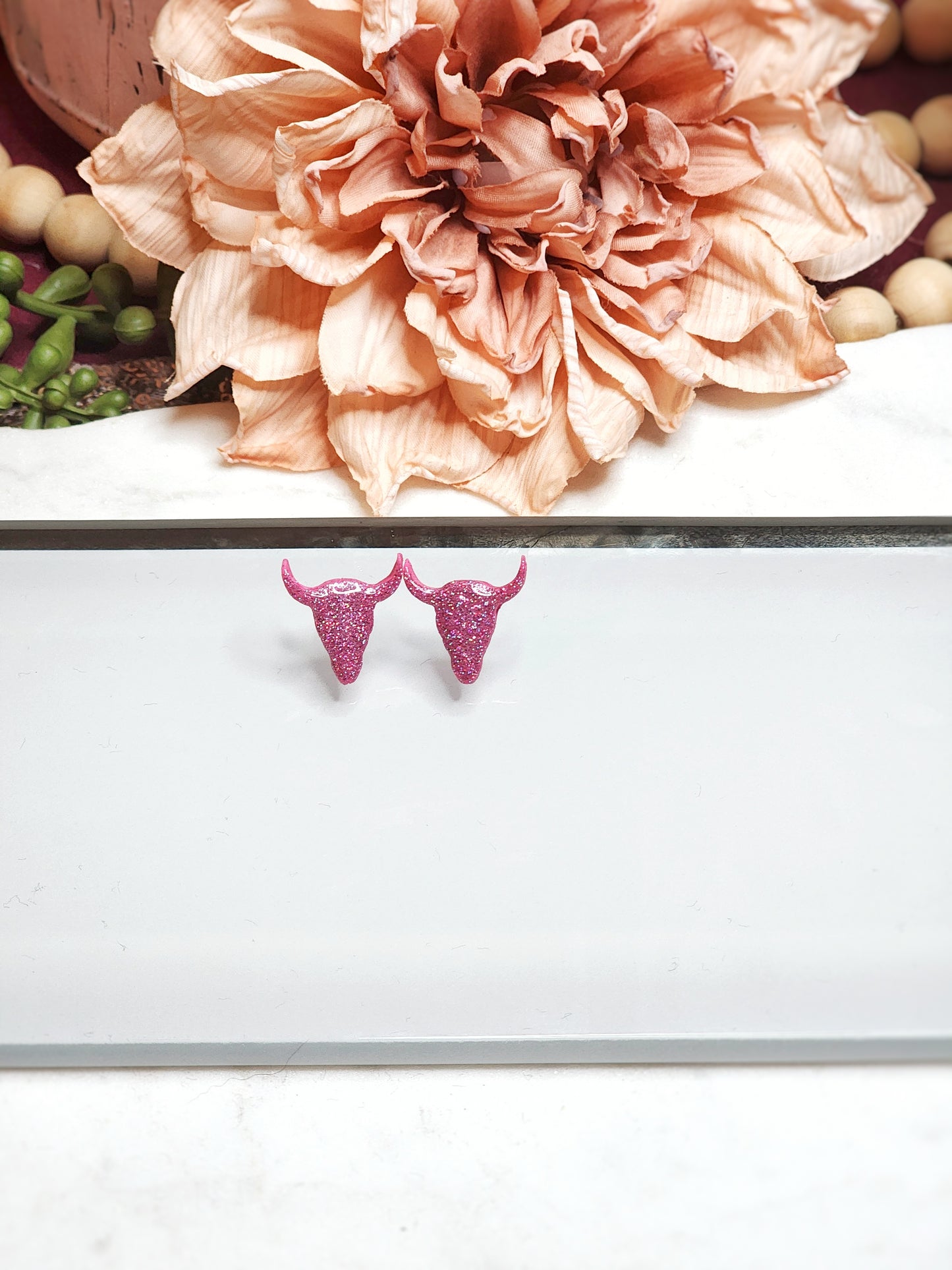 Pink Sparkle Longhorn Stud