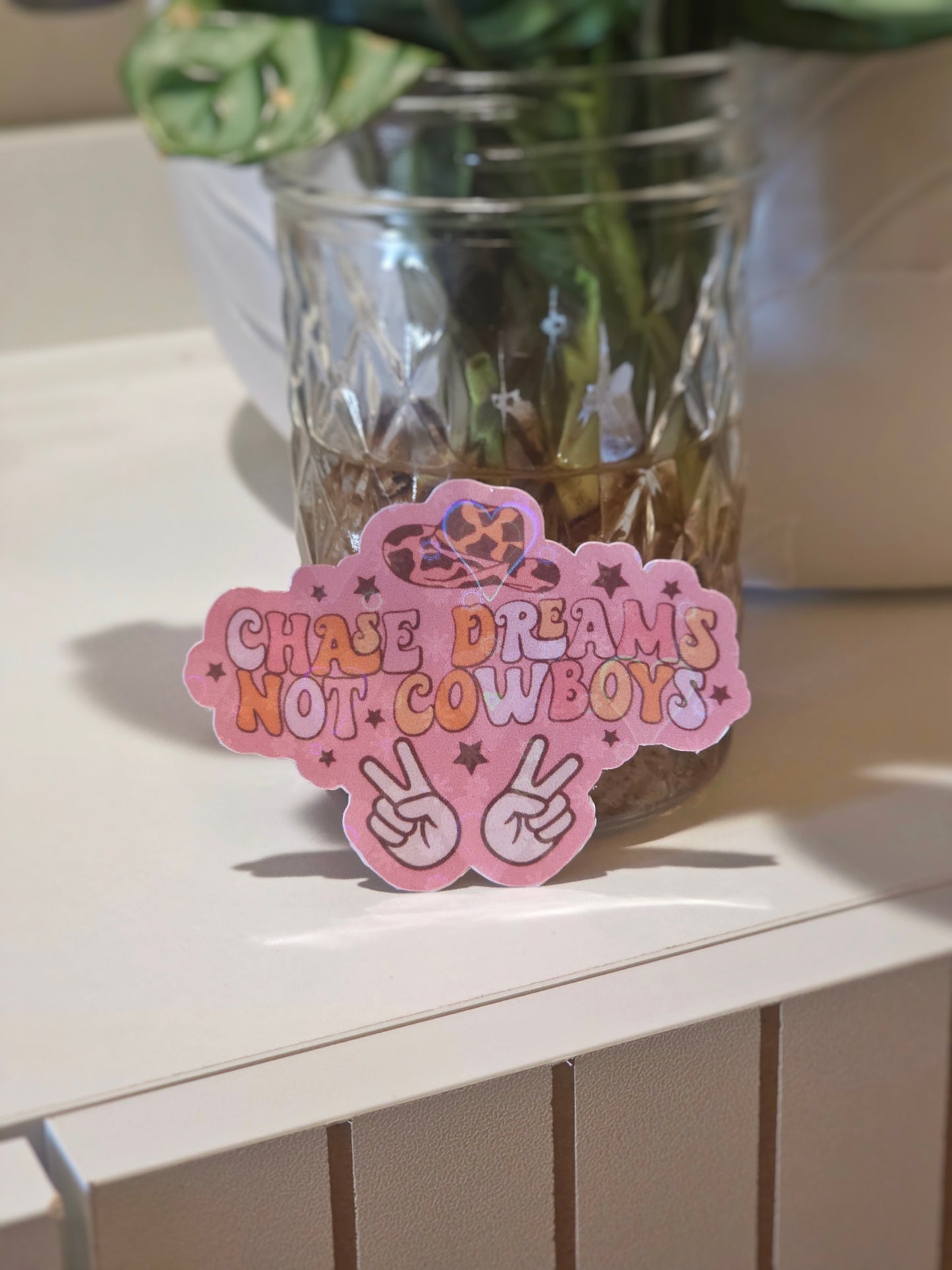 Chase Dreams Not Cowboys Sticker