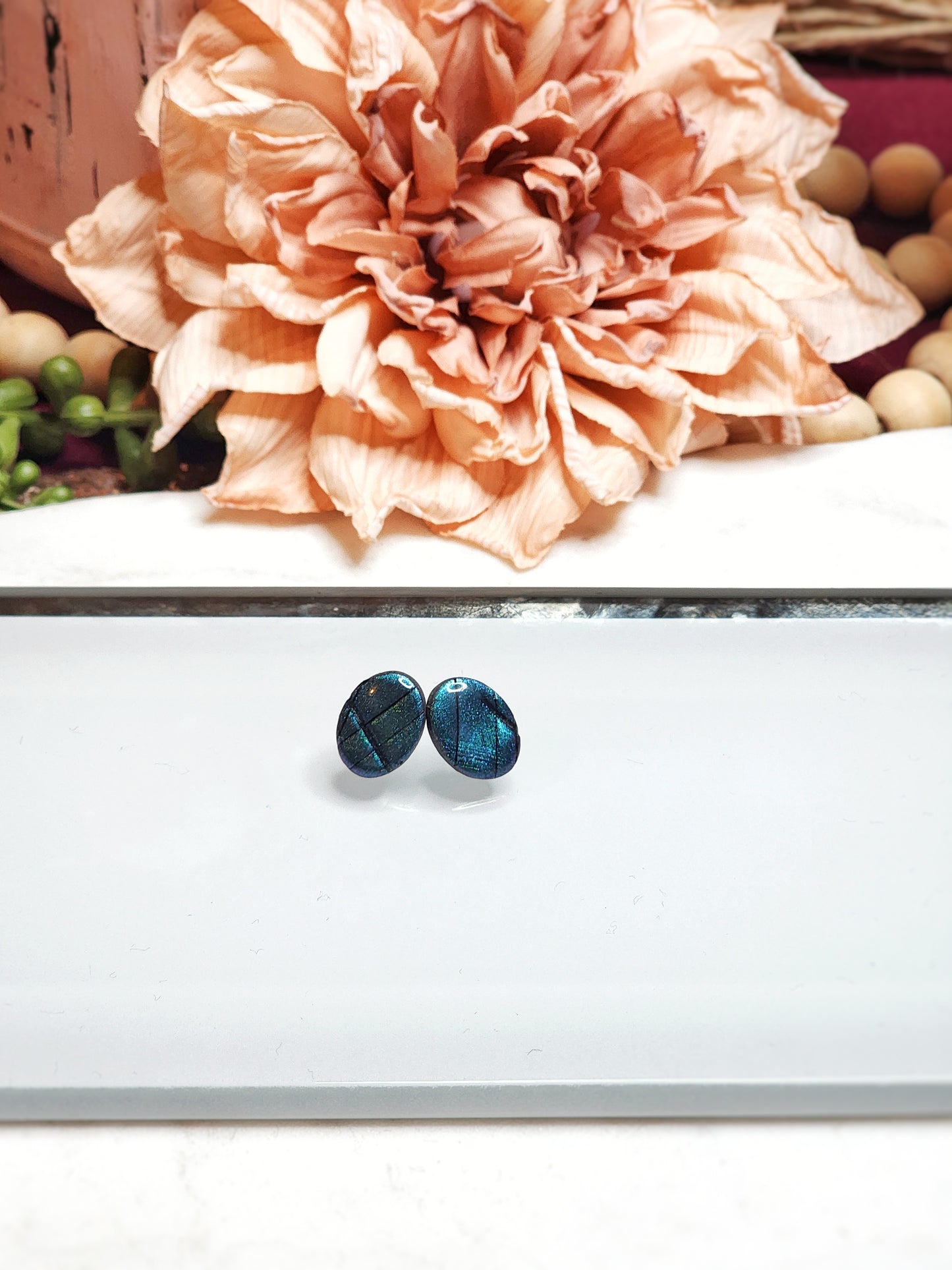 Labradorite Oval Stud