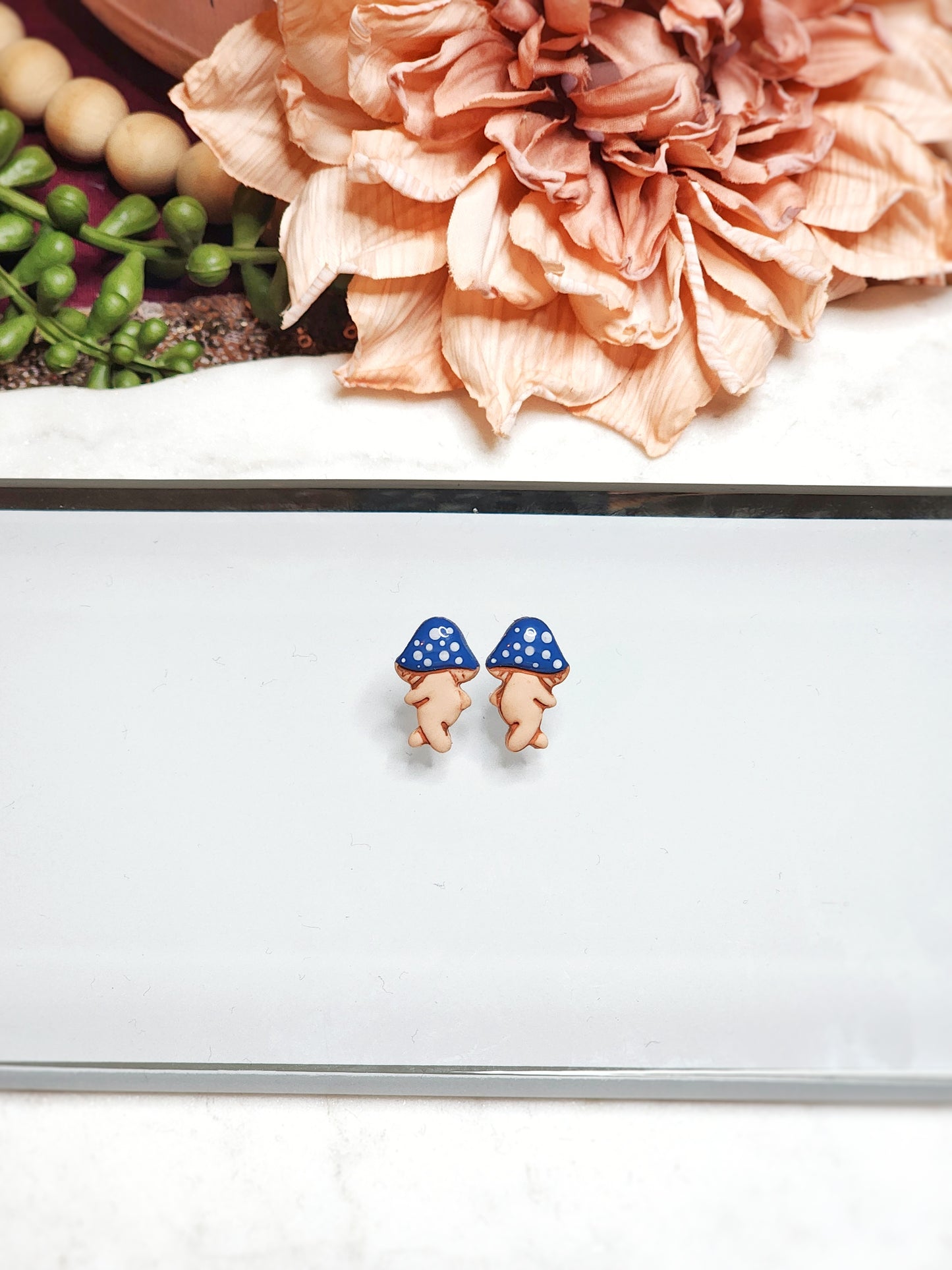 Royal Blue Mushroom Studs