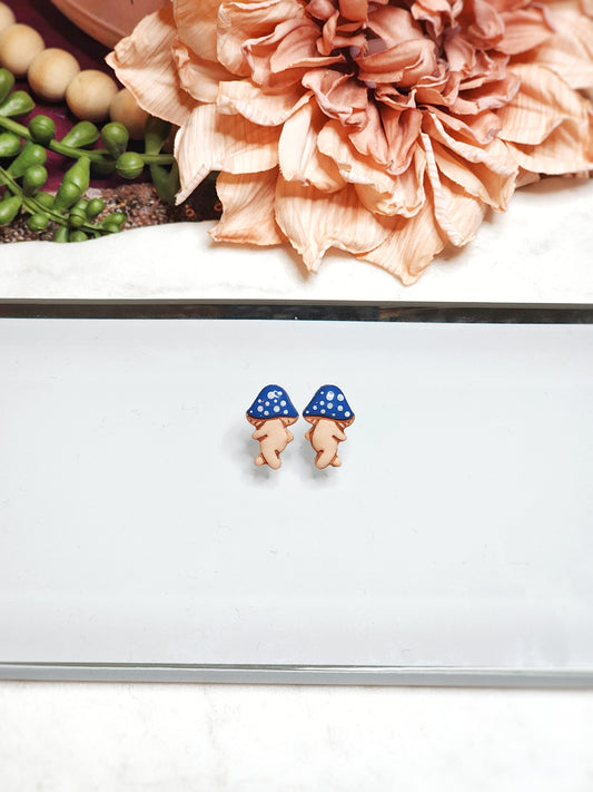 Royal Blue Mushroom Studs