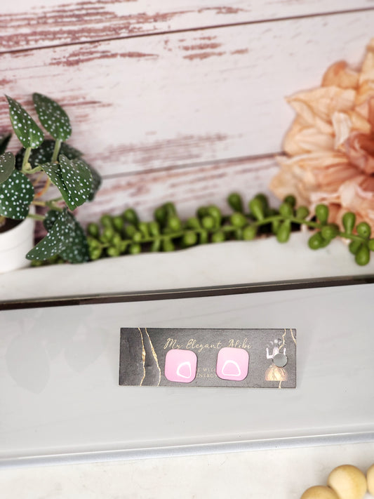 Pink Square Studs