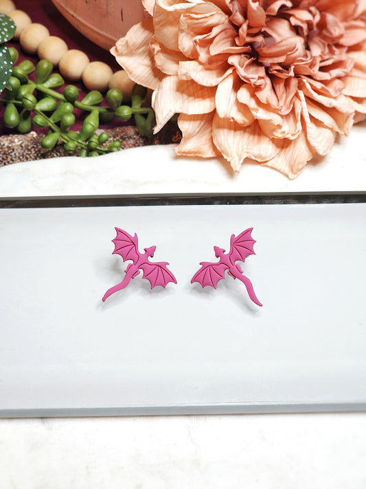 Tiny Pink Dragon Studs