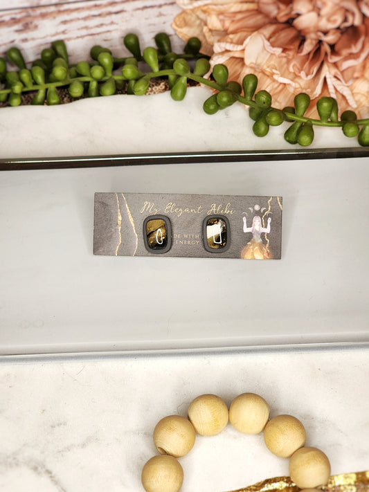 Grey Faux Marble Studs