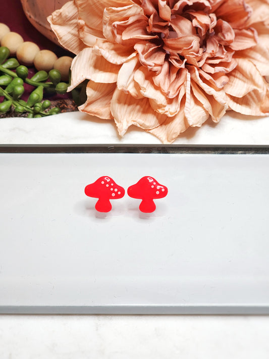 Hot Pink Mushroom Stud