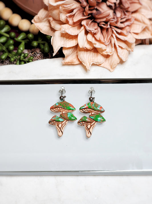 Green/Orange Mushroom Dangles