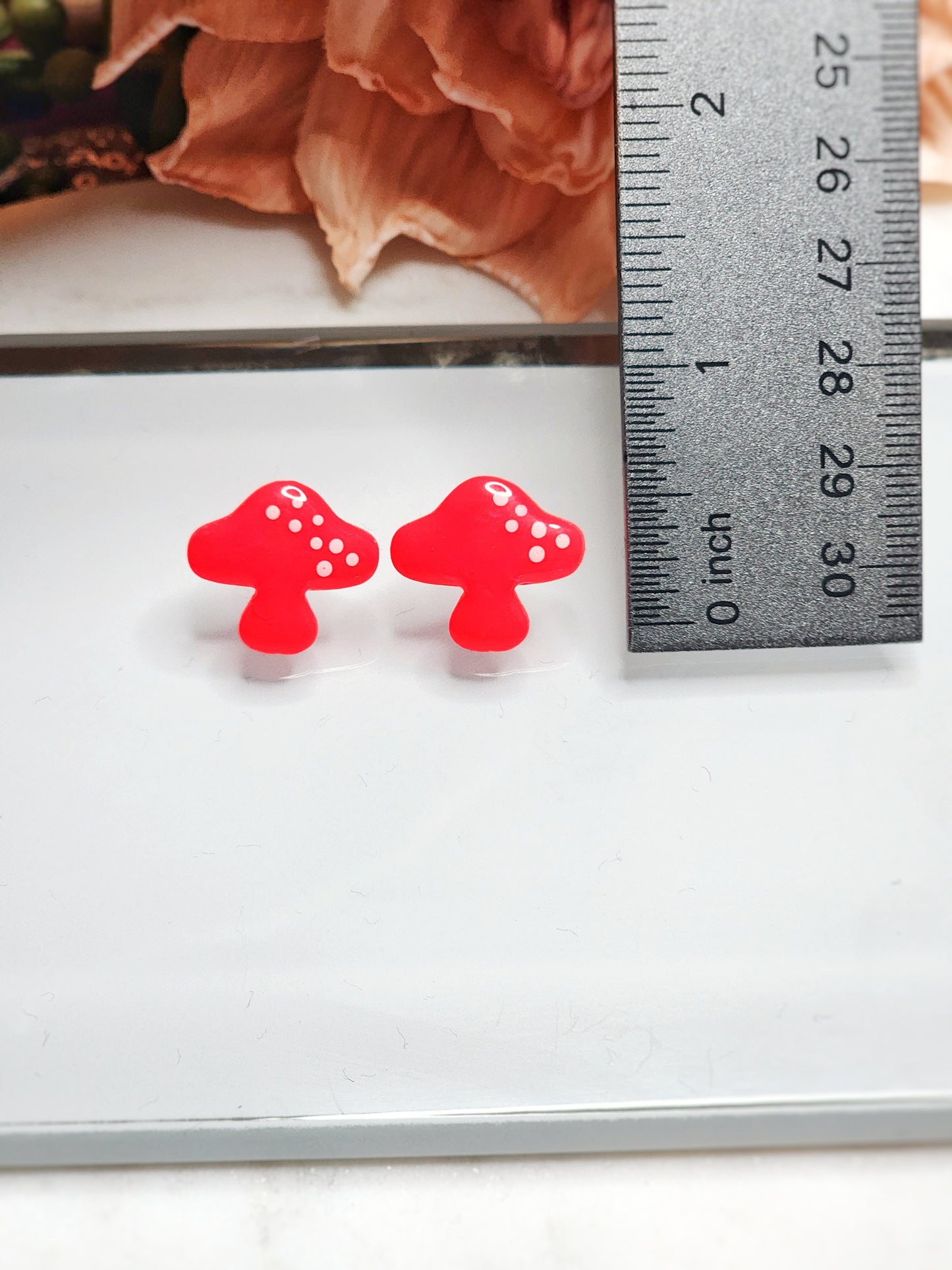 Hot Pink Mushroom Stud