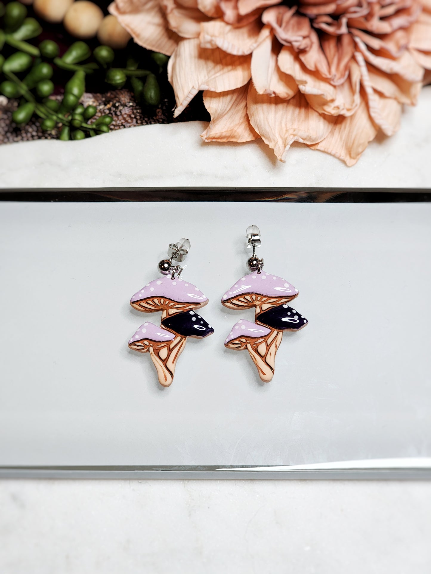 Lilac Mushroom Dangles