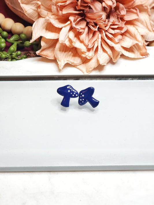 Navy Blue Mushroom Stud