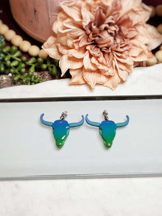 Blue/Green Longhorn Dangles