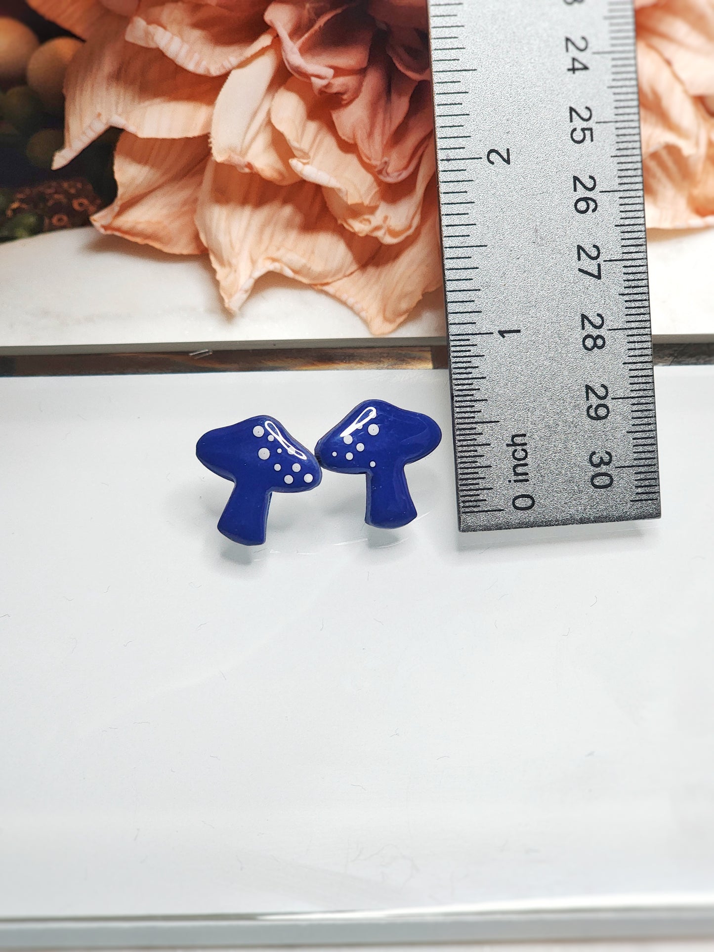 Navy Blue Mushroom Stud