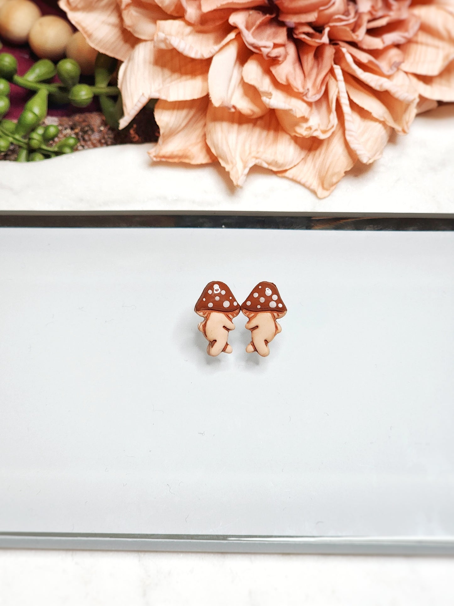 Brown Mushroom Men Studs