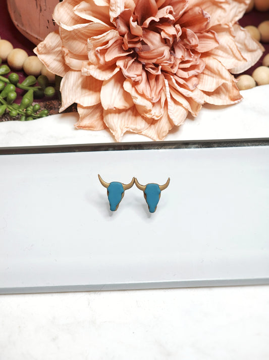 Gold/Teal Longhorn Stud