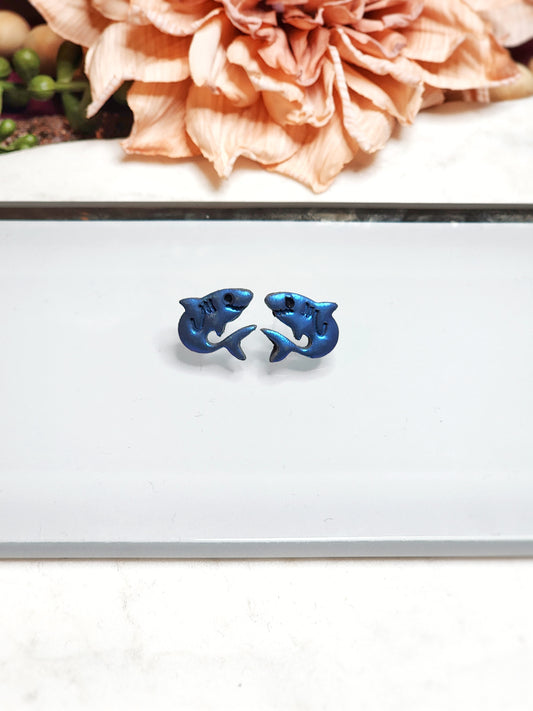 Metallic Shark Studs