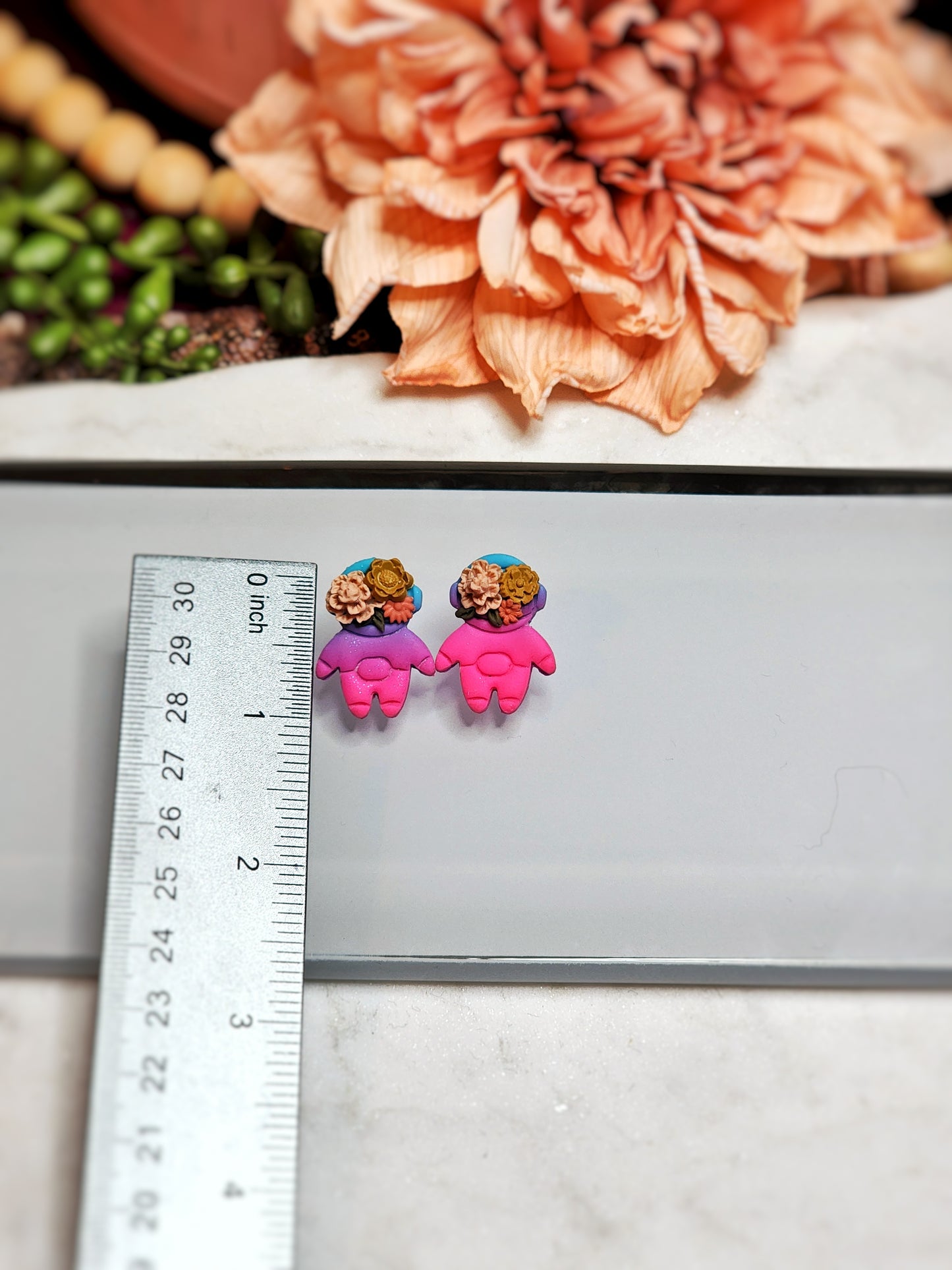 Floral Astronaut Studs