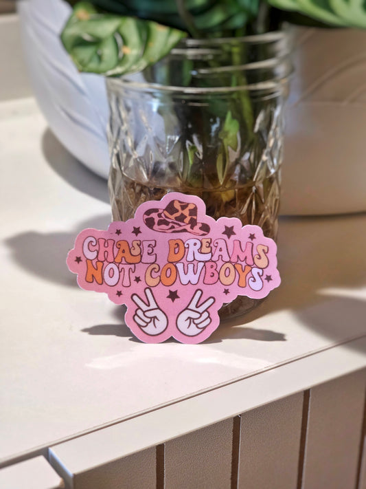 Chase Dreams Not Cowboys Sticker