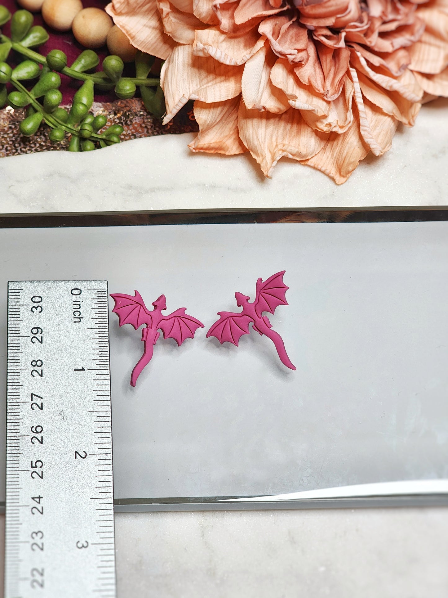 Tiny Pink Dragon Studs