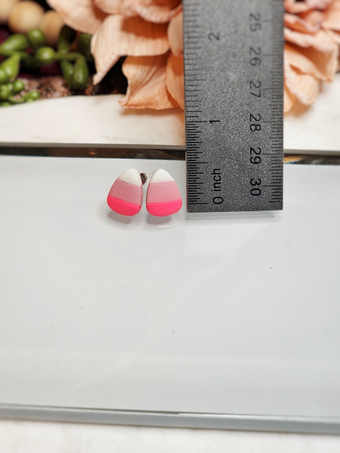 Pink Candy Corn Studs