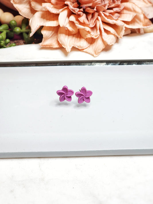 Matte Fuchsia Flower Stud