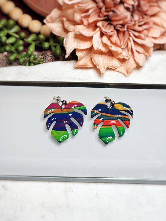 Tropical Rainbow Monstera Dangles