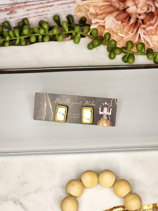 Gold Faux Marble Studs