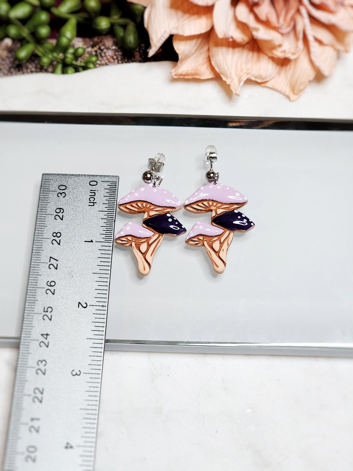 Lilac Mushroom Dangles